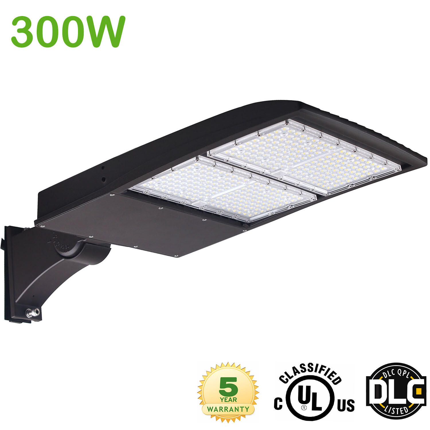 300W LED Shoebox Lights,1000W MH/HPS Equiv. Parking Lot Light Direct Arms Mount