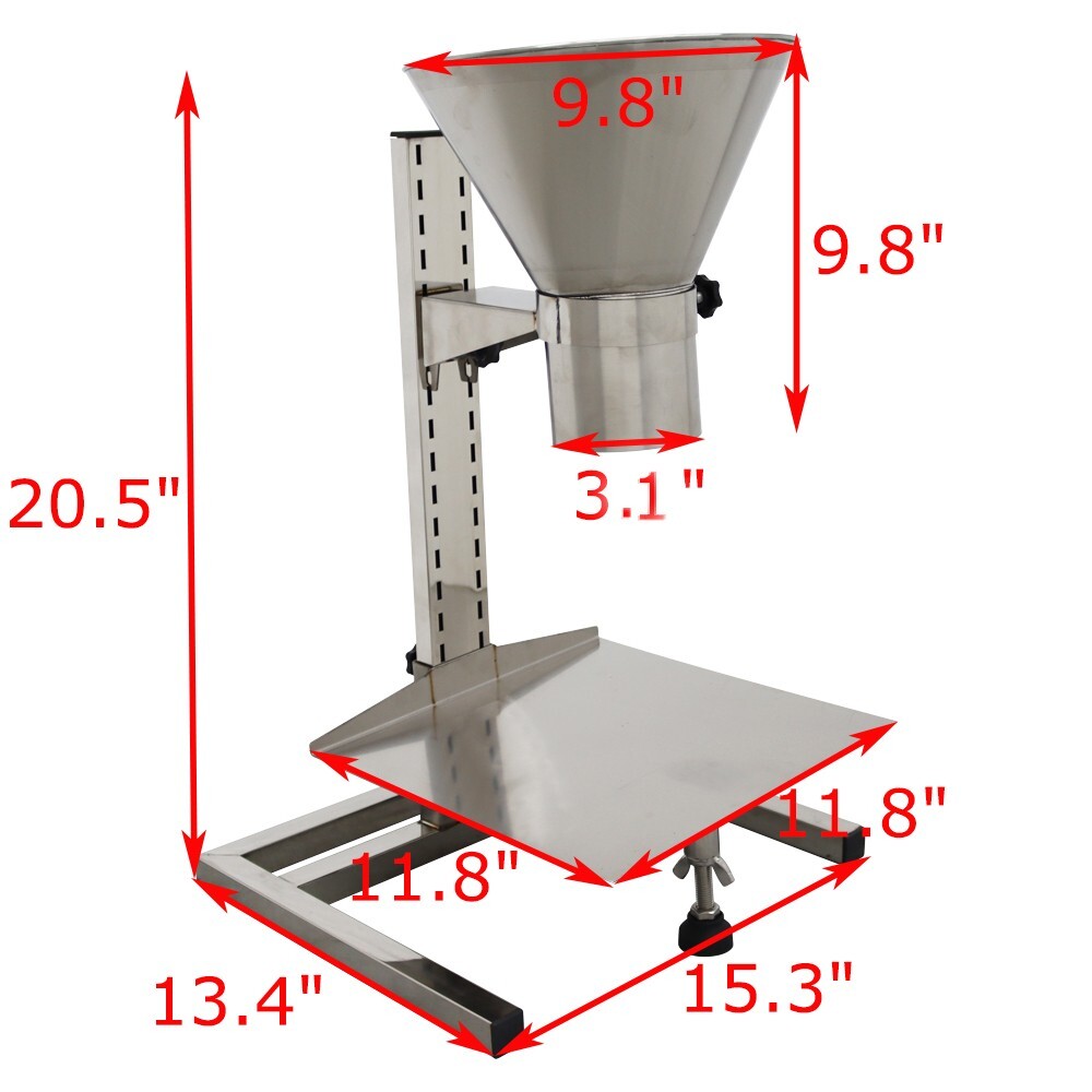Manual Feeding Hopper Filling Platform Funnel w/Support Stand Adjustable Height