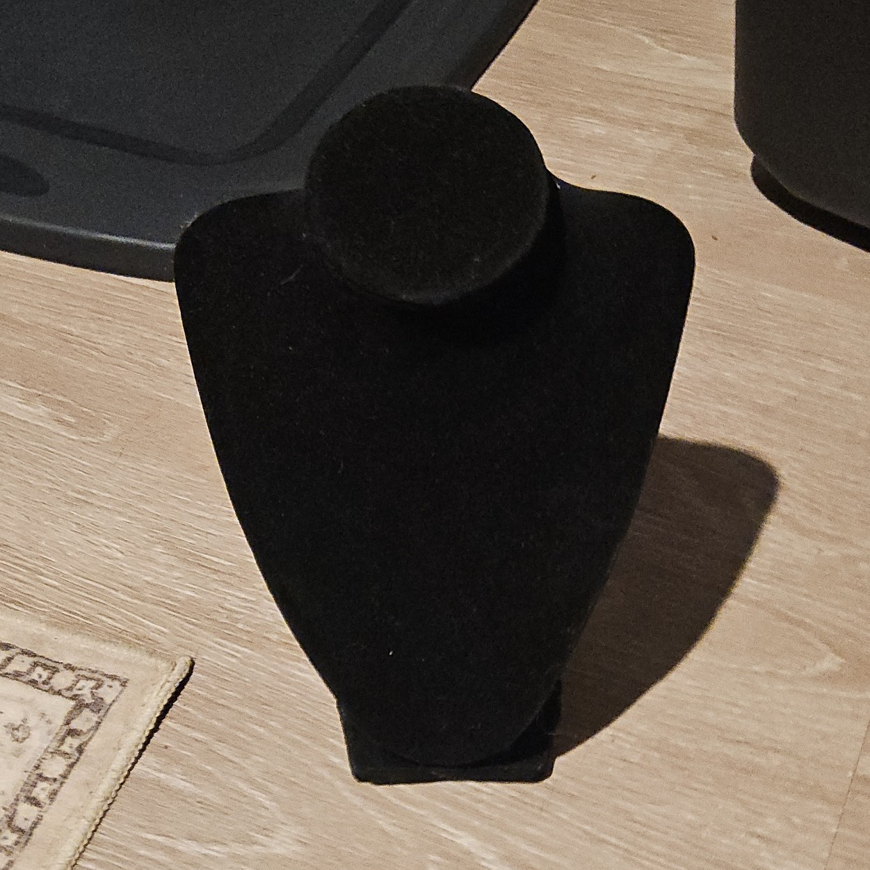 Black Opaque Neck Form Necklace Display Bust Stand Angled Slant Back 1 Necklace
