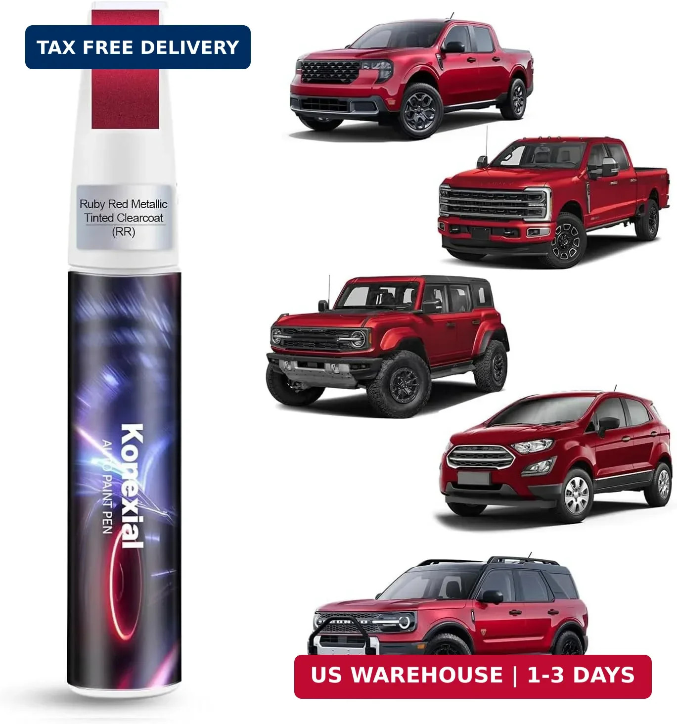 Ruby Red Metallic Tinted Clearcoat(RR) Touch up Paint Compatible with Ford, Prem