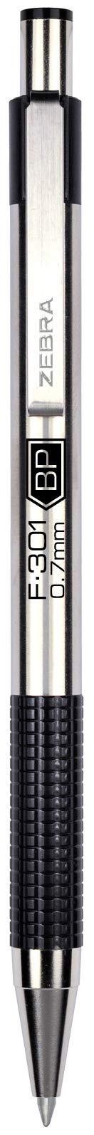 4-Pack Zebra Pen F-301 Retractable Pen Stainless Steel Barrel BLACK 0.7mm