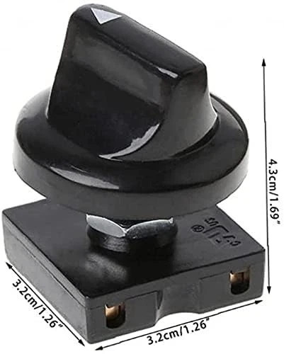 Black Fan Rotary Switch 4 Position 3 Speed Selector Switch Governor with Button&