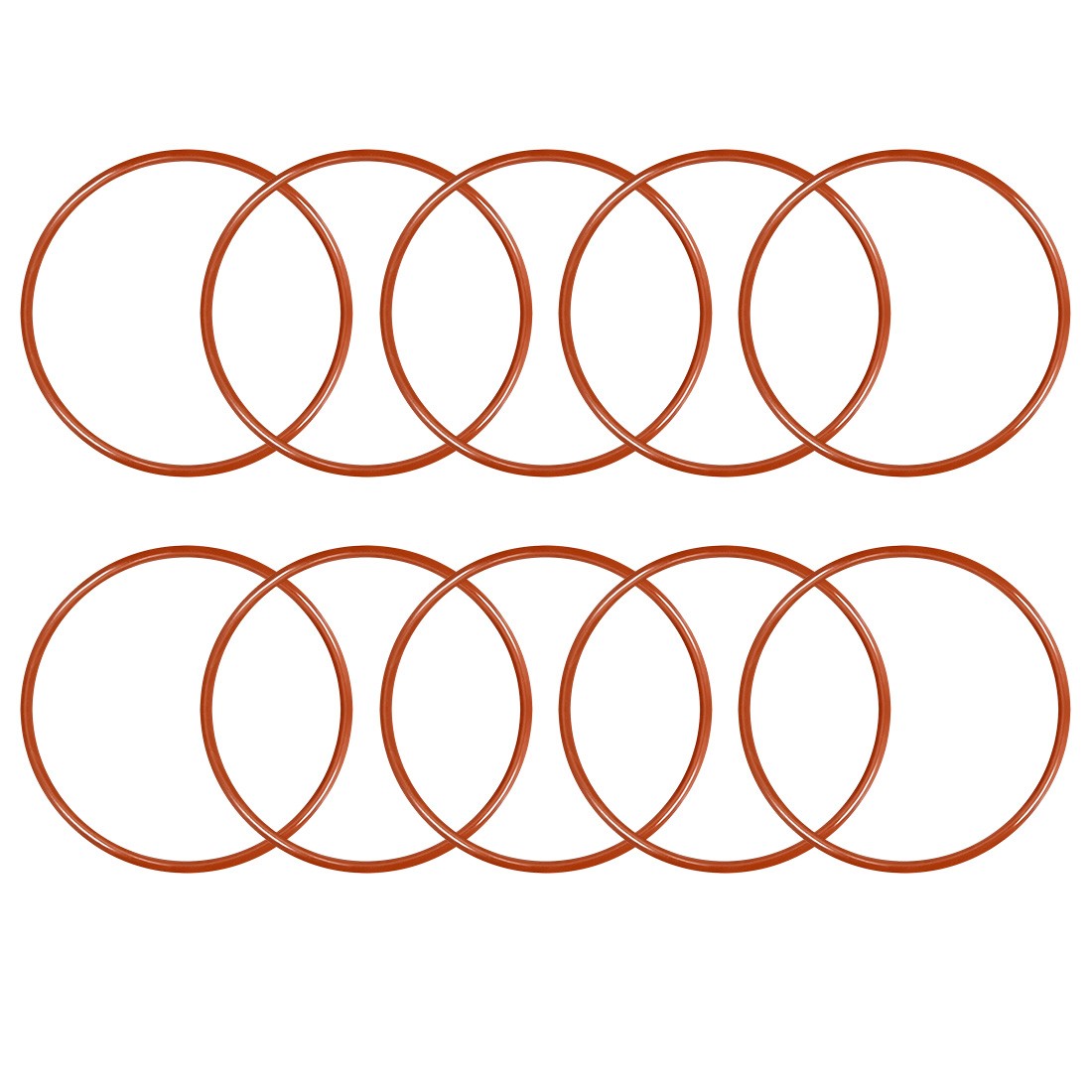 Silicone O-Ring 53mmx49mmx2mm VMQ Seal Rings Sealing Gasket Red 10Pc
