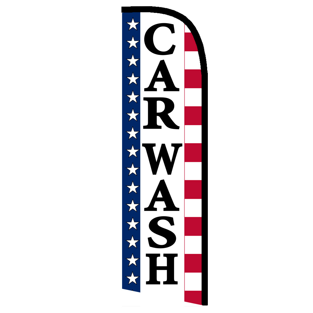 Car Wash (Stars & Stripes) Windless Polyknit Feather Flag (3 x 11.5 feet)