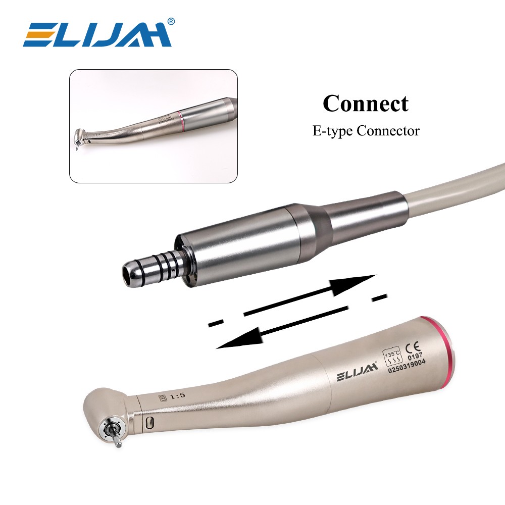 ELIJAH Dental 1:5 Contra Angle Fiber Optic LED Low Speed Handpiece New US STOCK