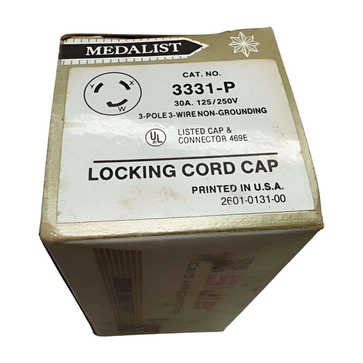 Slater Medalist 3331-P SST Locking Cord Cap Male Plug, 3-P, 3-W, 30A, 125/250V