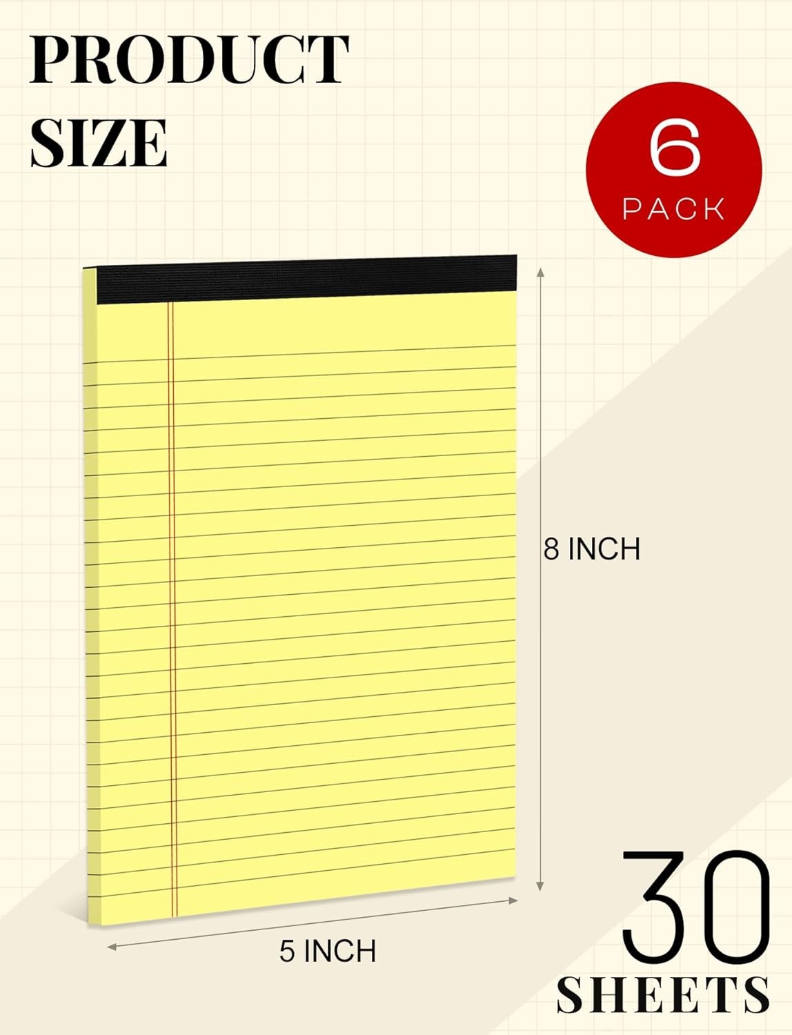 6 Pack Yellow Legal Pads 4×6 Small Note Pads 4×6 Small Writing Pads Narrow Ru…