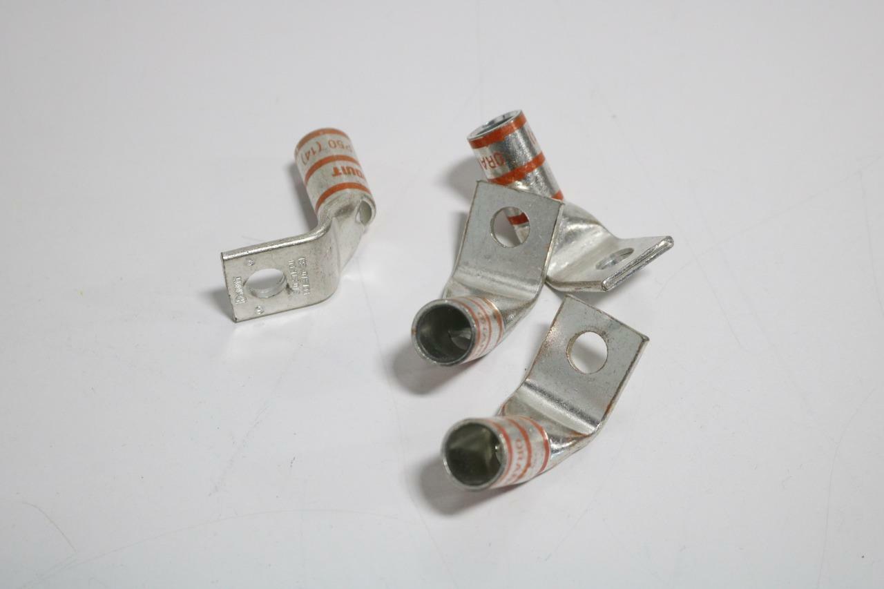Panduit LCA3/0-38F-X Lot of 4 3/0 Copper Lugs, Bent 90 Degrees, 3/8″ Stud
