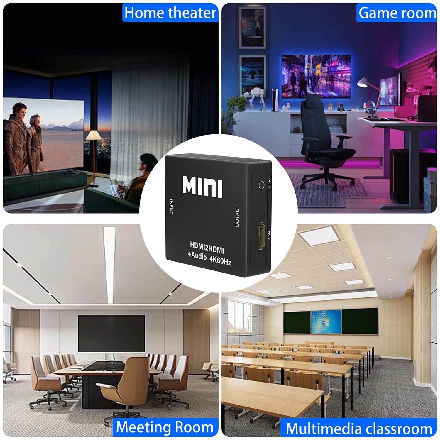 4K 60Hz HDMI Audio Extractor Converter, HDMI to 3.5mm AUX Audio Adapter