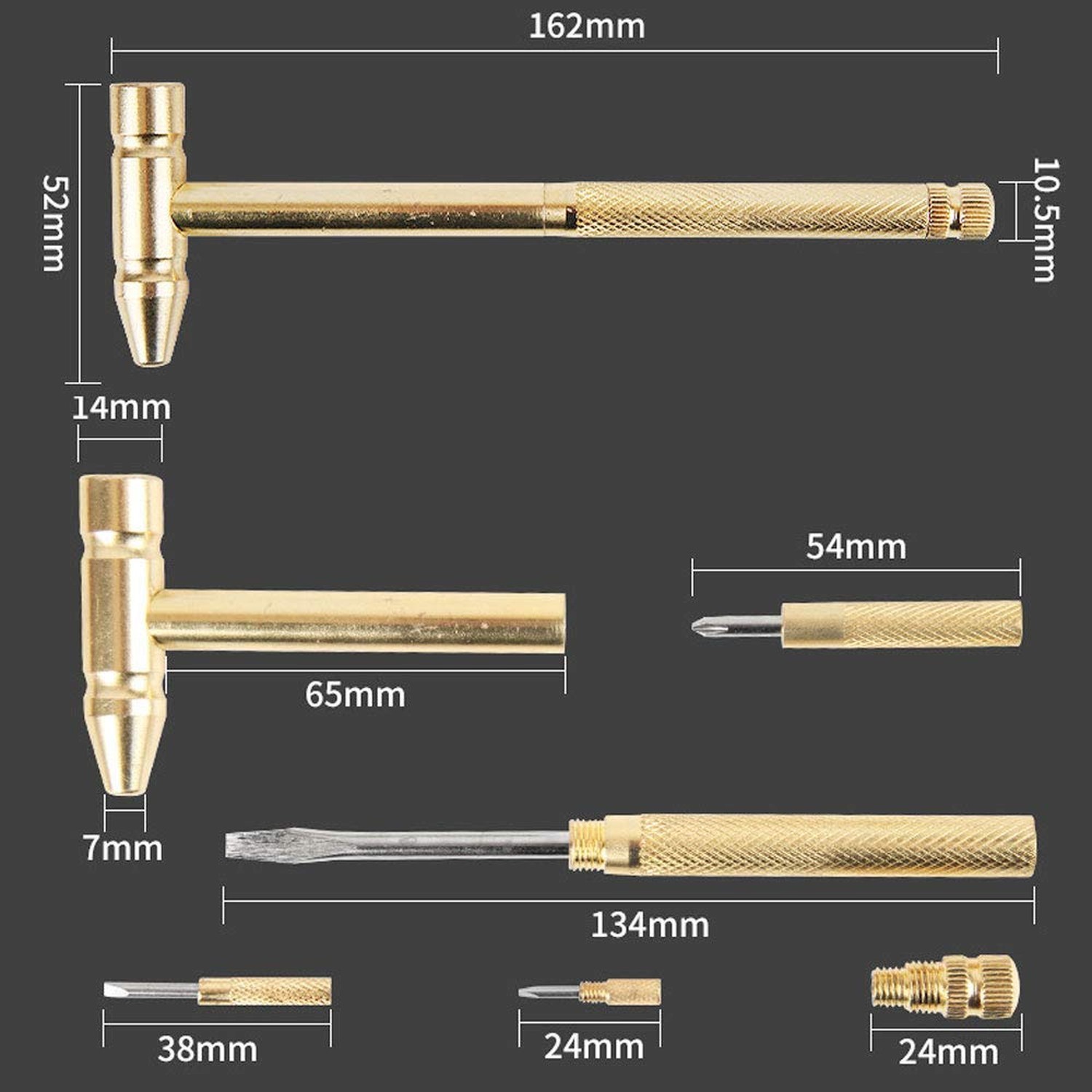 6 in 1 Micro Mini Multifunction Copper Craft Hammer & Screwdriver Hand Tools …