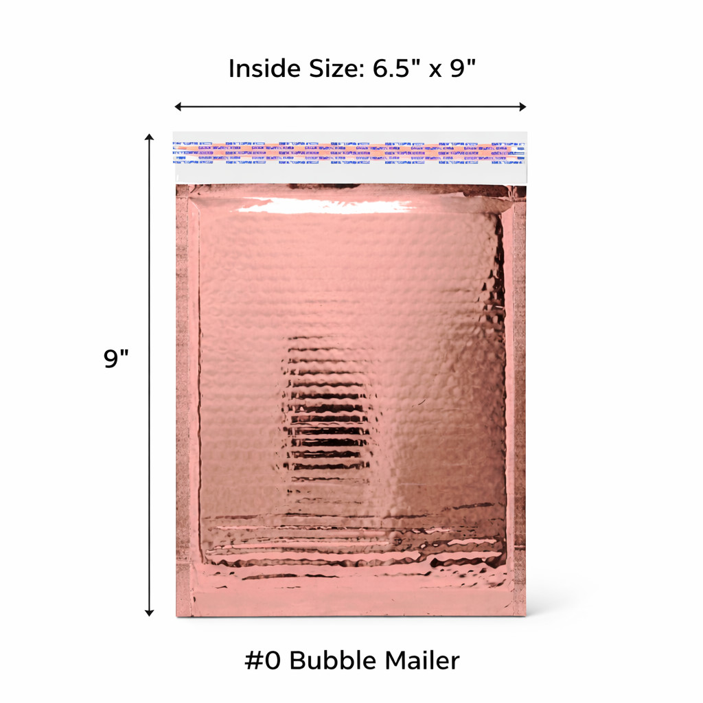 #0 6.5×9 Rose Gold Metallic Bubble Mailers Padded Foil Peel & Seal 20-500