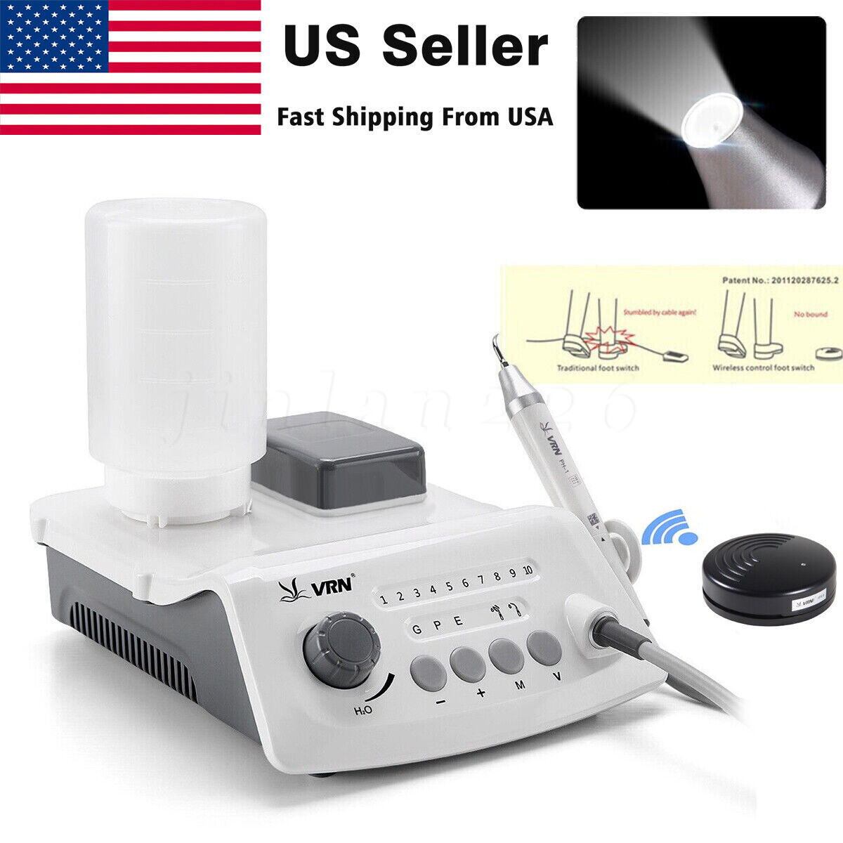 Ultrasound Dental Ultrasonic Scaler fit EMS Woodpecker+LED Handpiece+ Bottle A8