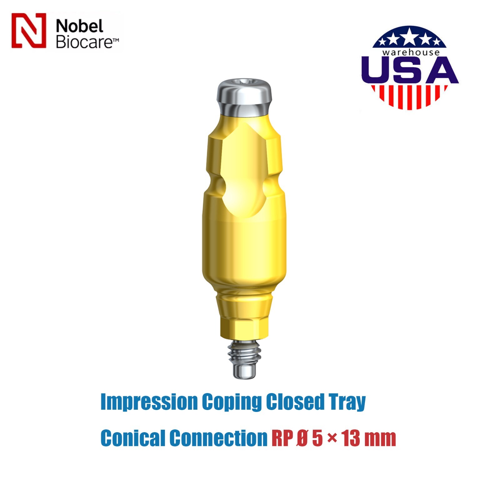 Nobel Biocare Titanium Impression Coping Close Tray NP/RP Ø3.6/5.0/6.0mm H9/13mm