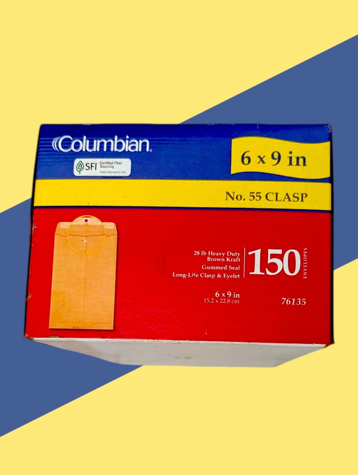 Box of 150 COLUMBIAN Heavy Duty CLASP Brown KRAFT Envelopes 6×9″ Inches 76135