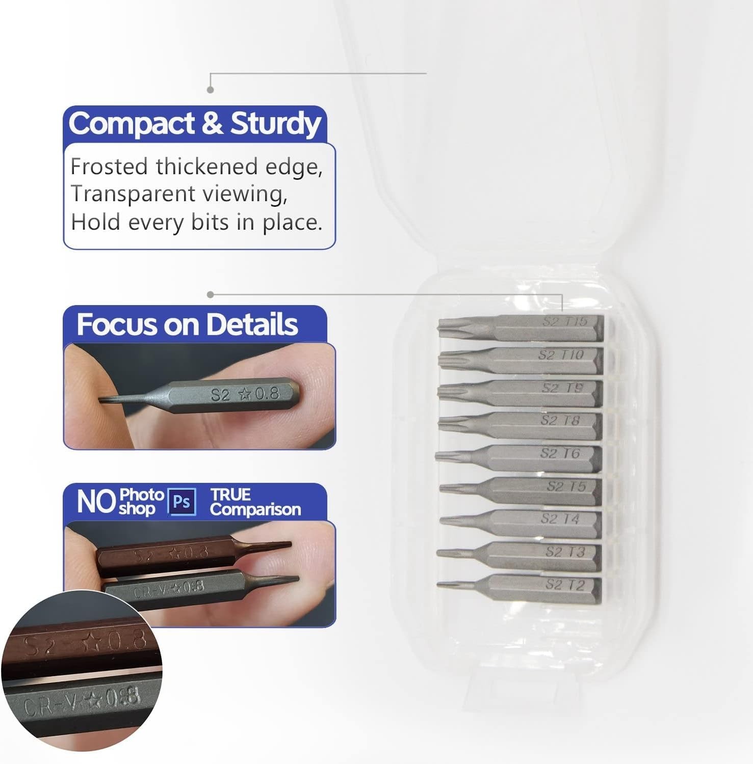 qiipii Precision S2 Steel 4mm screwdriver bit set 38pcs – One Size, 38 Bits