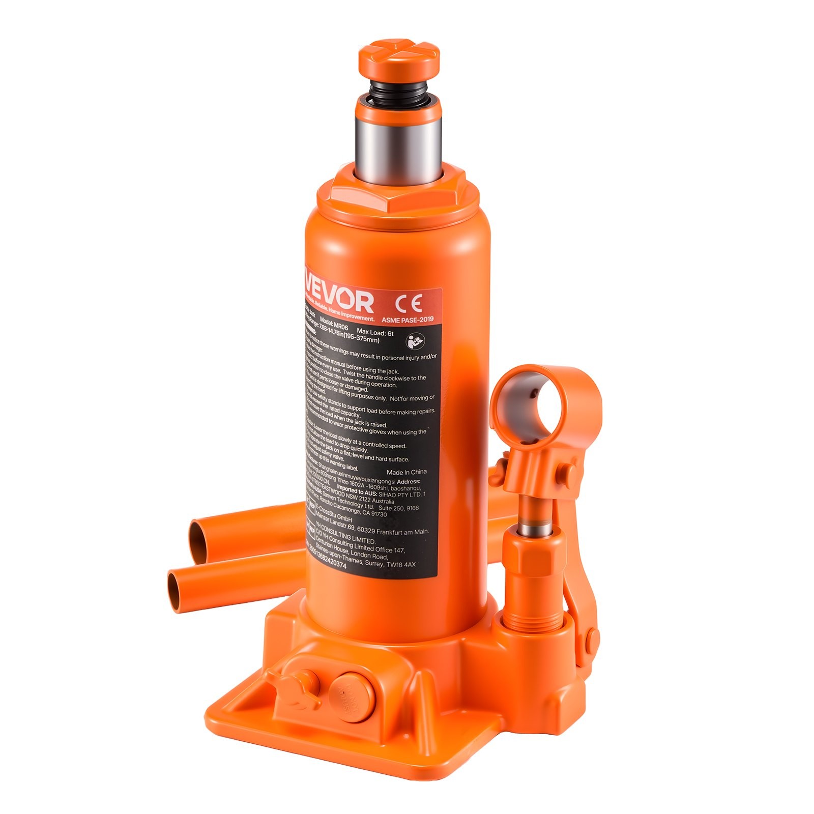 Hydraulic Bottle Jack, 6 Ton (13227.6 lbs) Capacity, 7.7-14.8 Inch Lifting Range
