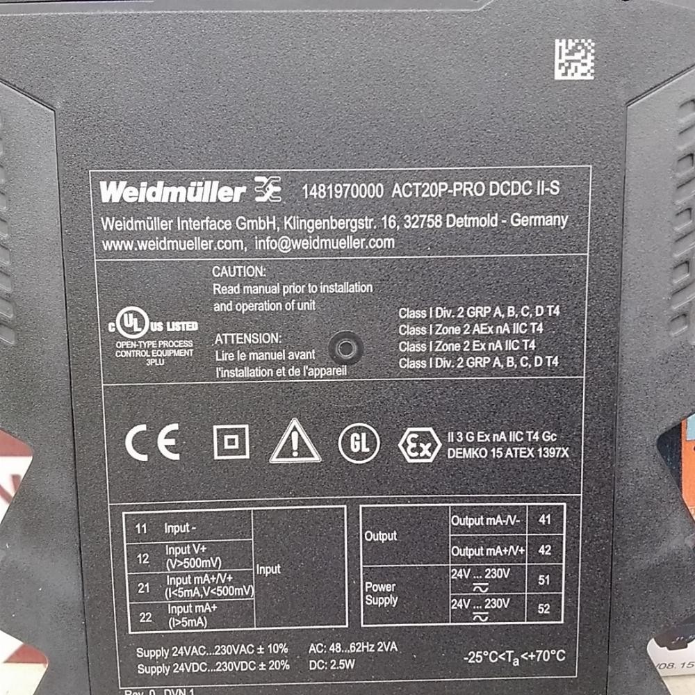1481970000 | Weidmuller | ACT20P-PRO DCDC II-S, 24-230VAC/DC, Opened