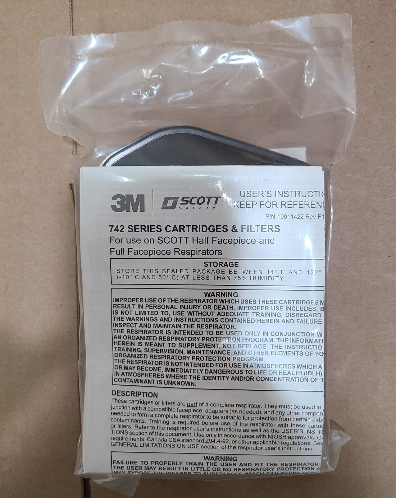 3M Scott P100 Twin Filter Cartridges For 742 C, S, Z Series 2Pack Niosh 7422-SD1