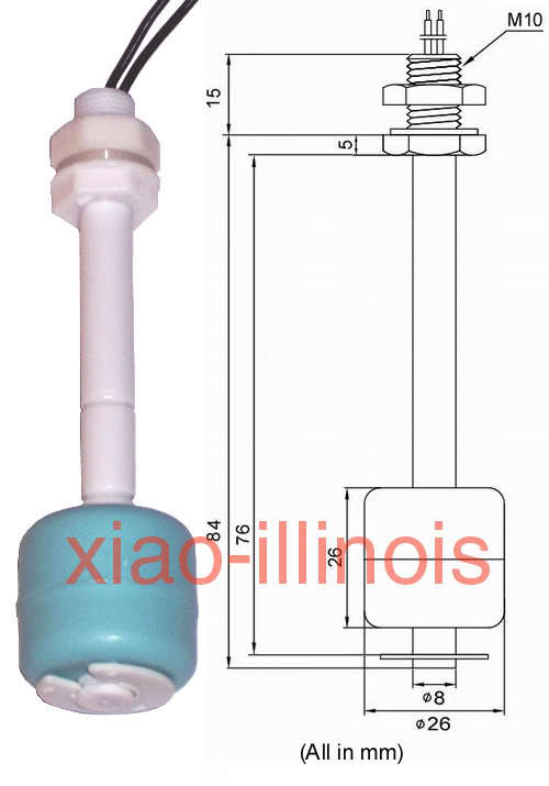 New Plastic Float Switch Liquid Water Level Sensor Fish Tank 100mm Pool L