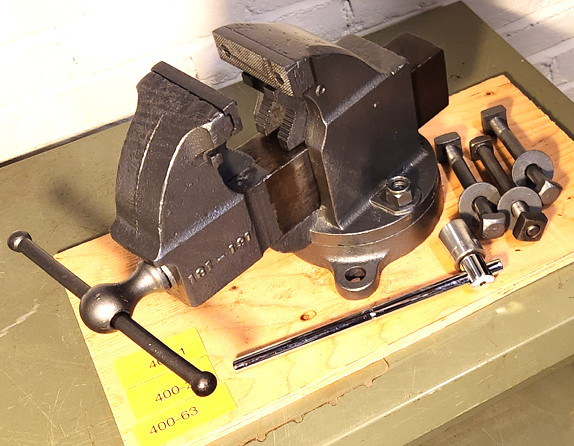 Vintage Prentiss Machinist Bench Vise marked 181-191 w/ swivel base & pipe jaws