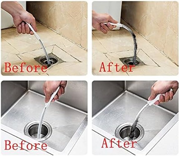 2-Piece Flexible Drain Brush Sink Unblocker Elastic Hose Pipe Straw Cleaning …
