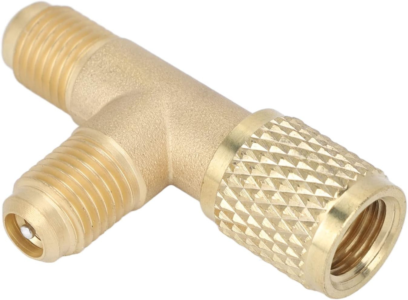 Quick Coupler Access Tee 1/4 inch HAVC Vacuum Adapter with Valve Core Brass /