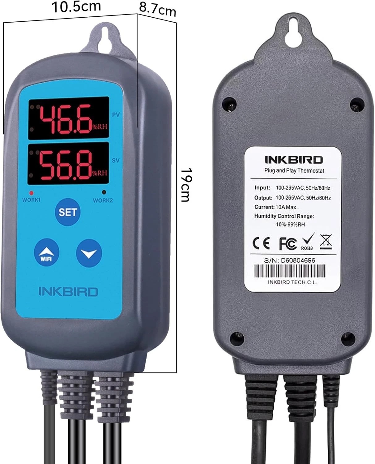 Pre-Wired Humidity Controller with Probe – Perfect for Greenhouses and Reptiles