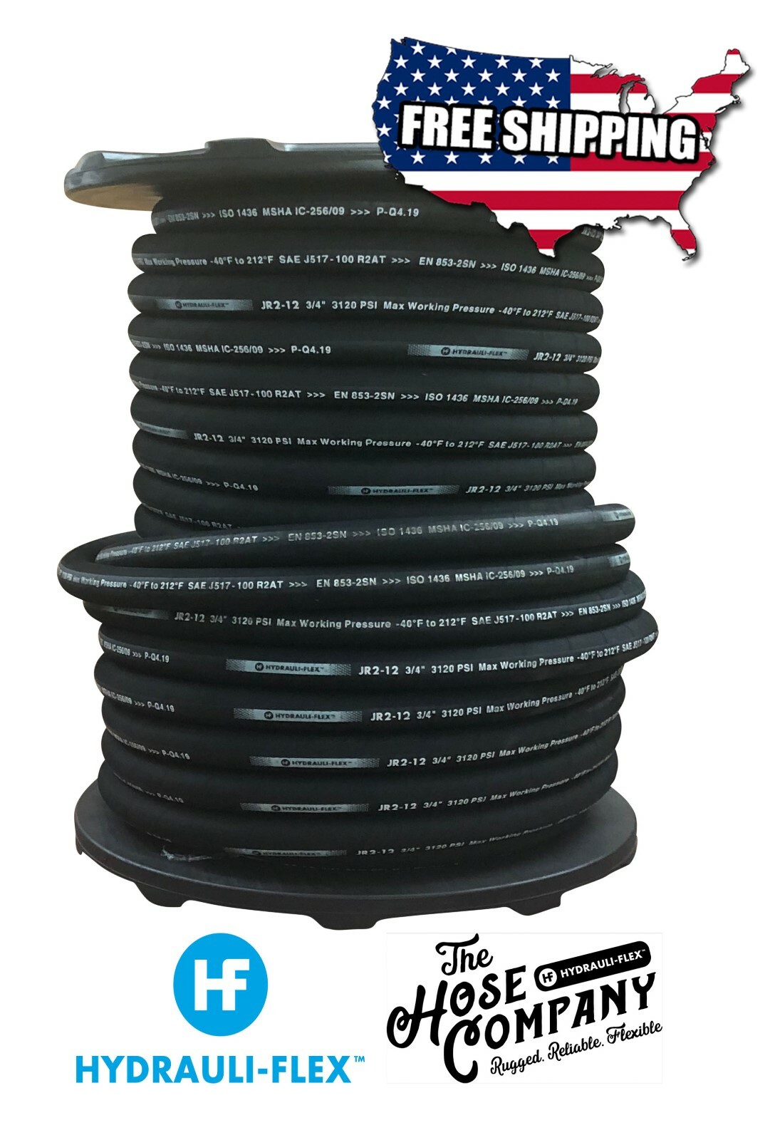 ** NEW 50ft JR2-12 100R2AT 3/4″ SN 2 WIRE HYDRAULIC HOSE FREE SHIPPING **