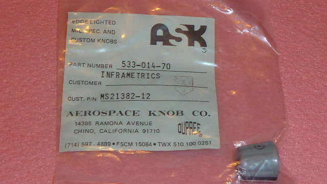 2PCS Aircraft KNOB INFRAMETRICS 0.190 inch MS21382-12 AEROSPACE KNOB 533-014-70