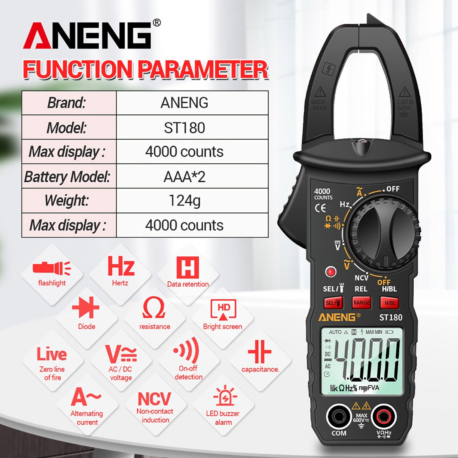 Digital Multimeter Tester AC DC Volt Amp Clamp Meter Auto Range LCD Handheld