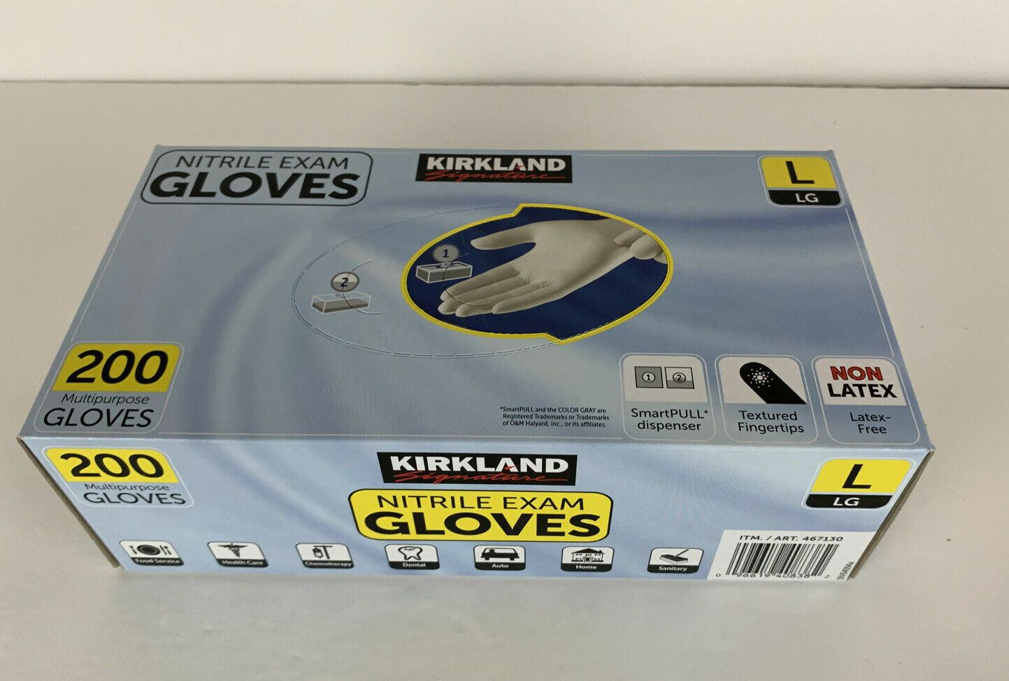 Kirkland Signature Nitrile Exam Gloves,Size Large. 200 Gloves