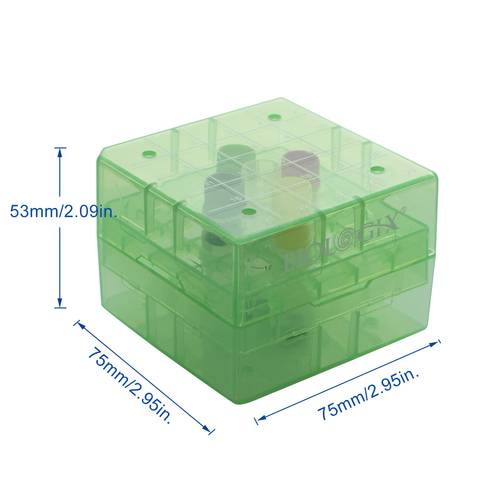 Biologix PP Cryogenic Boxes (2in. 25-Well), Lab Freezer Box, Cryo Boxes, 30 Pcs