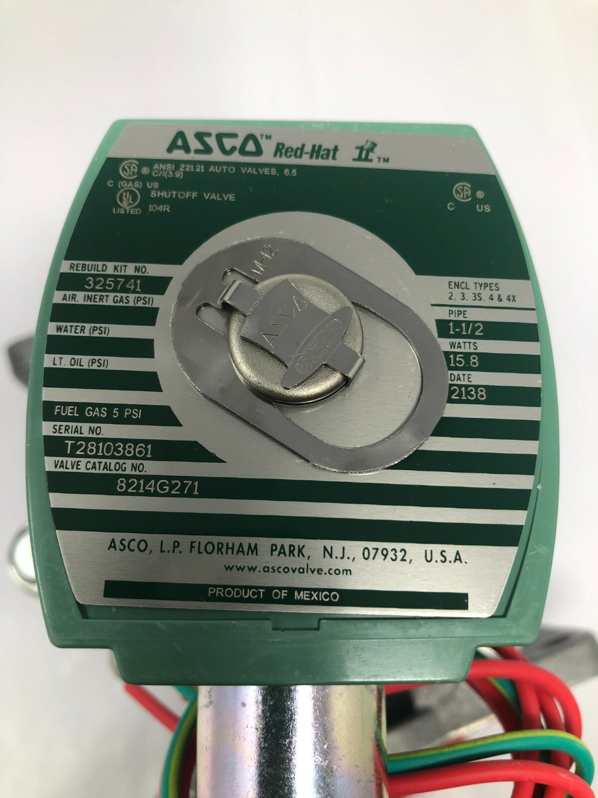 ASCO 8214G271 2-Way Normally Closed 1-1/2″ NPT 12VDC Aluminum Fuel Gas Solenoid