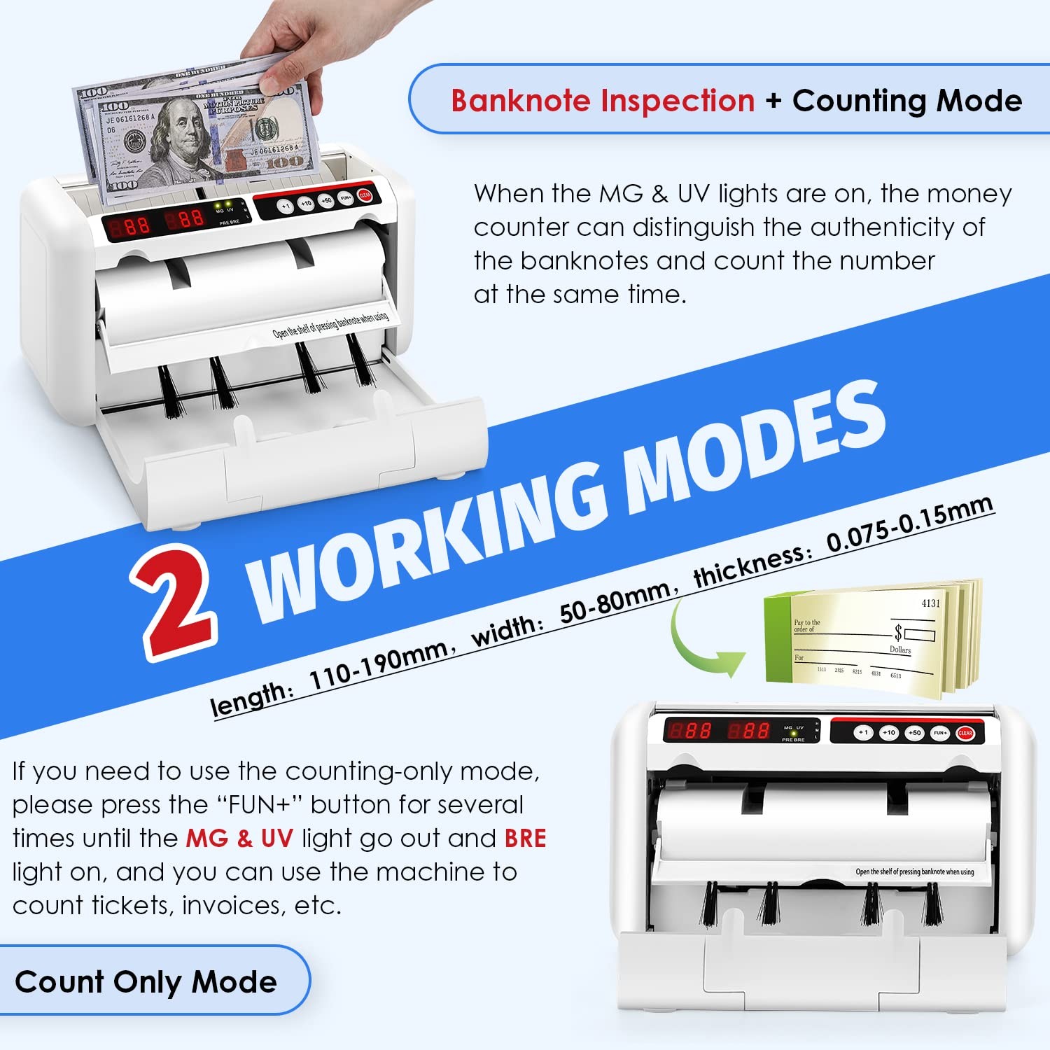Frifreego Battery Operated Bill Counter Machine, Portable Rechargeable Money …