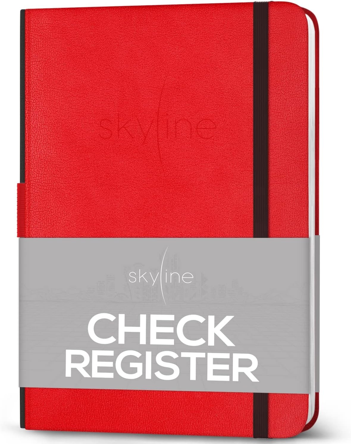 Skyline Registro de cheques – Libro registro A5 (5.8» x 8.3»), Rojo –