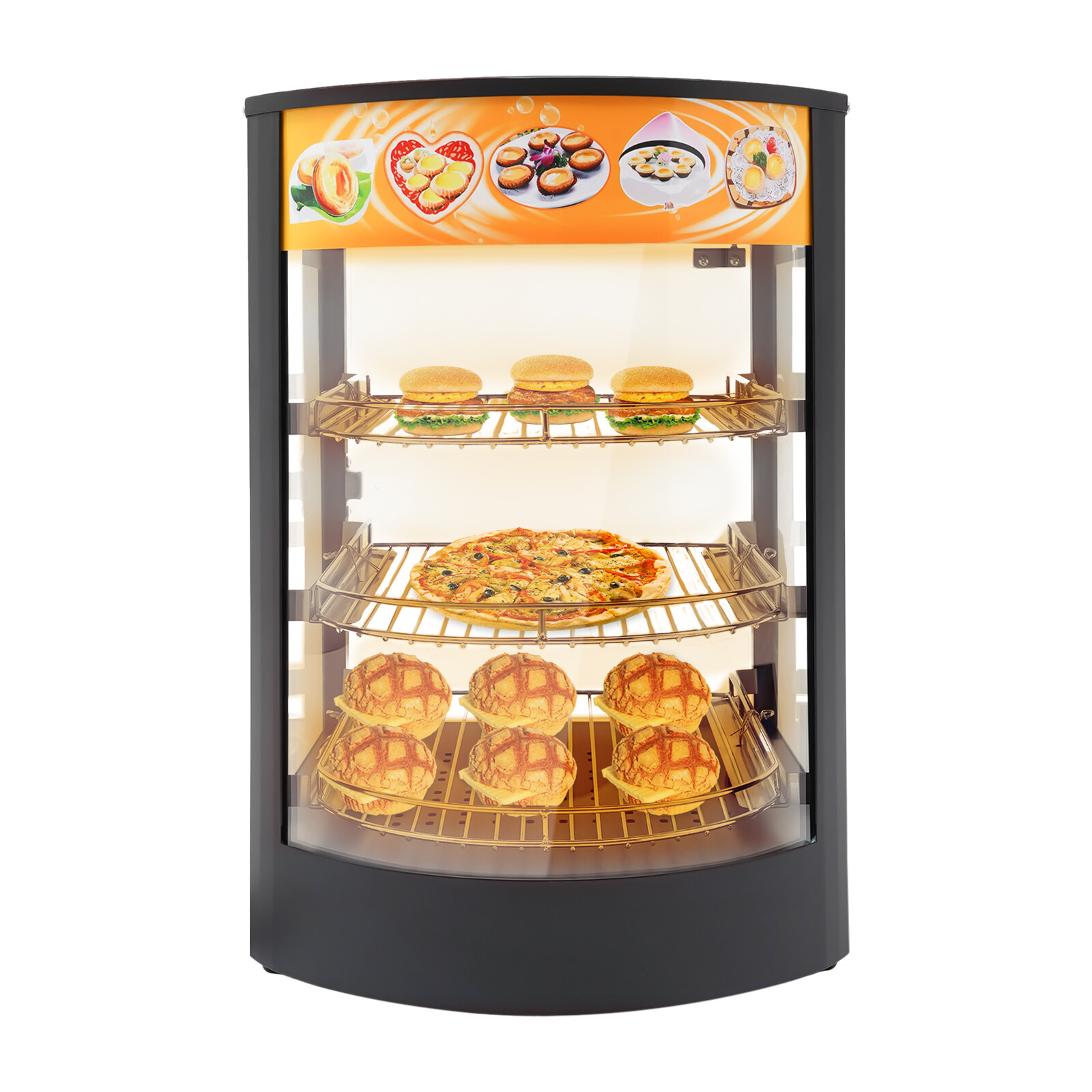 3-Tiers Tabletop Commercial Food Warmer Display Case Food Warming Cabinet 800W