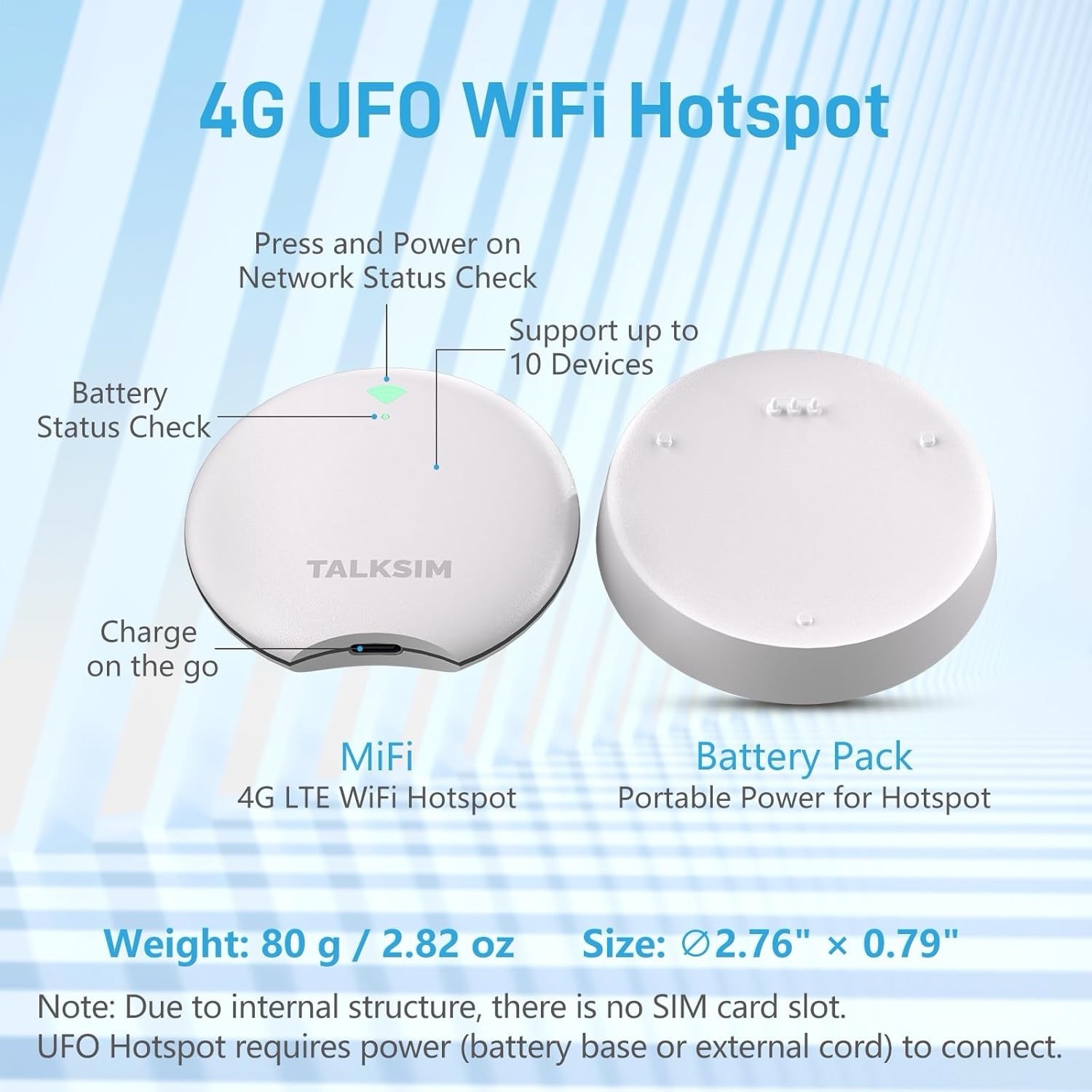 UFO Mobile Hotspot with 5GB Data, Portable Pocket WiFi 6 & 4G LTE Hotspot