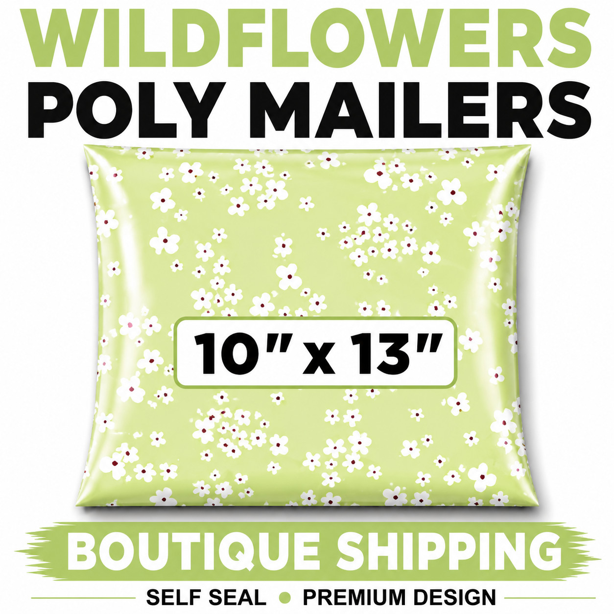 Wildflowers Poly Mailers 10×13 Designer Shipping Bags Self Seal Cute