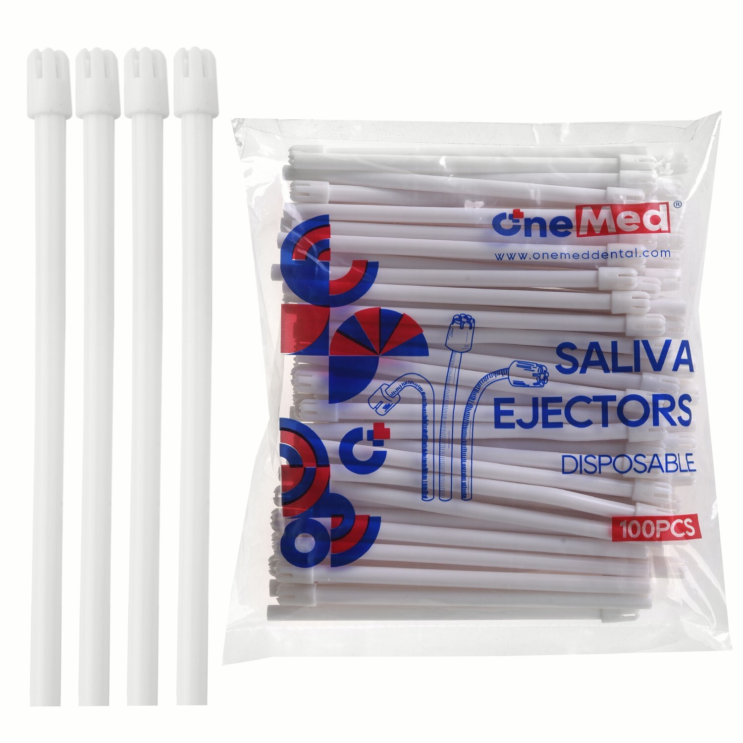 200(2 Bags) OneMed Disposable Dental Saliva Ejectors Evacuation Suction Tips