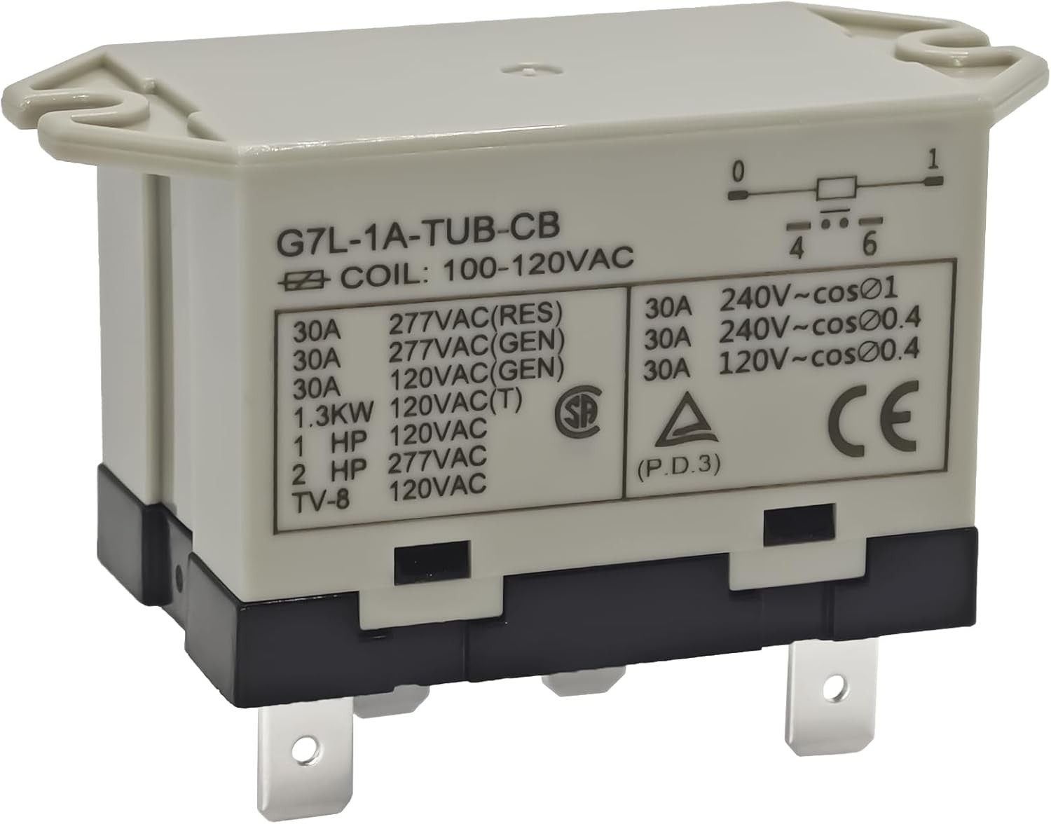 General Purpose Relay G7L 1A TUB CB AC100 120, 30A 250V SPST NO