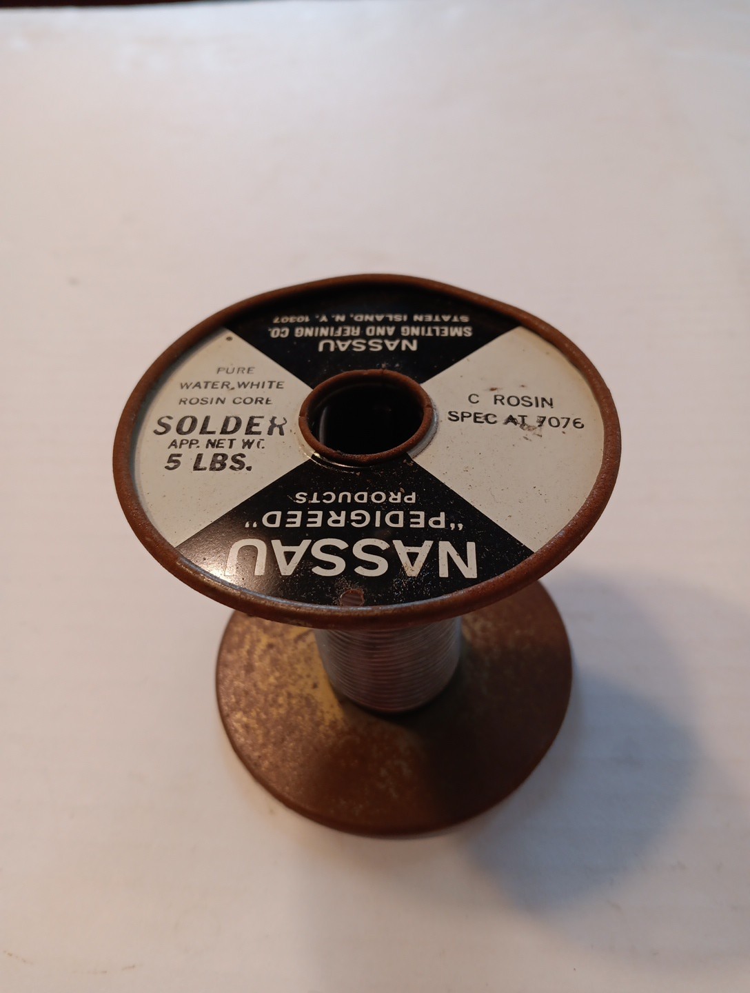 Vintage Nassau Pedigreed Pure WW Rosin Core Solder, Spec AT-7076, 12 Oz. Weight