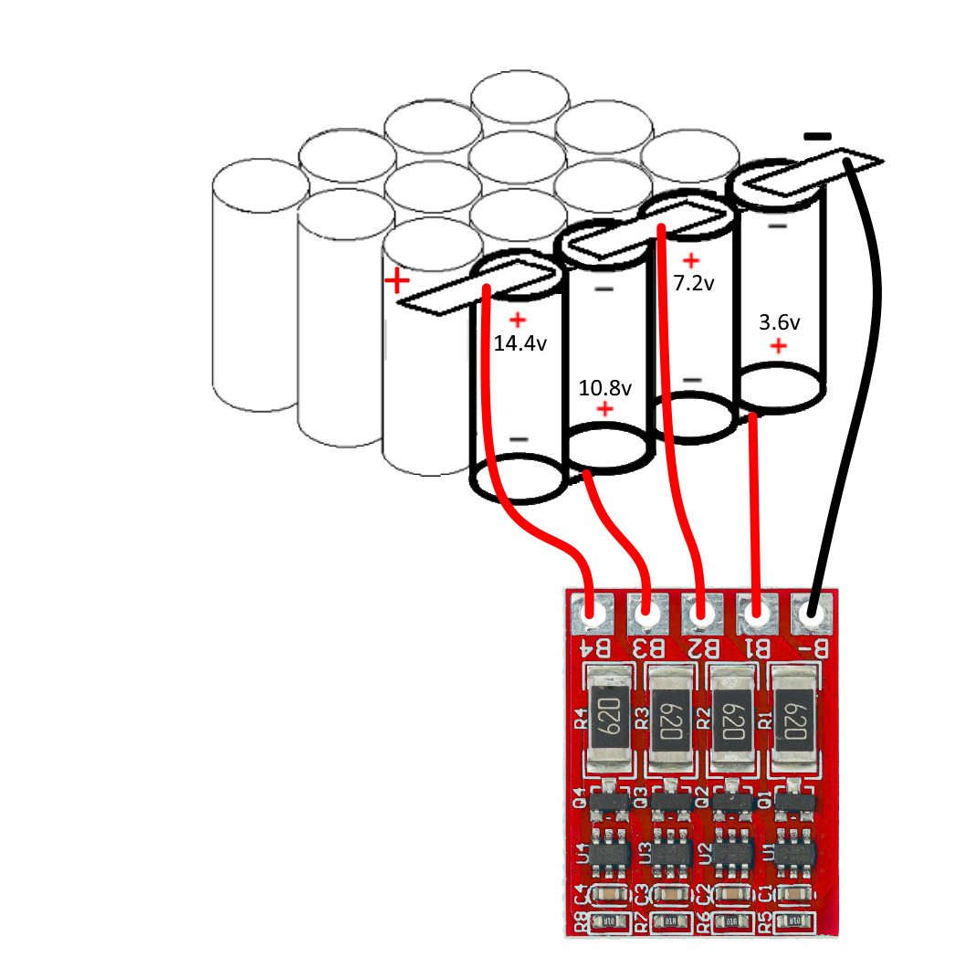 4S 12v 14.6v LiFePO4 Battery Balance 3.65v Standalone BMS Add-on
