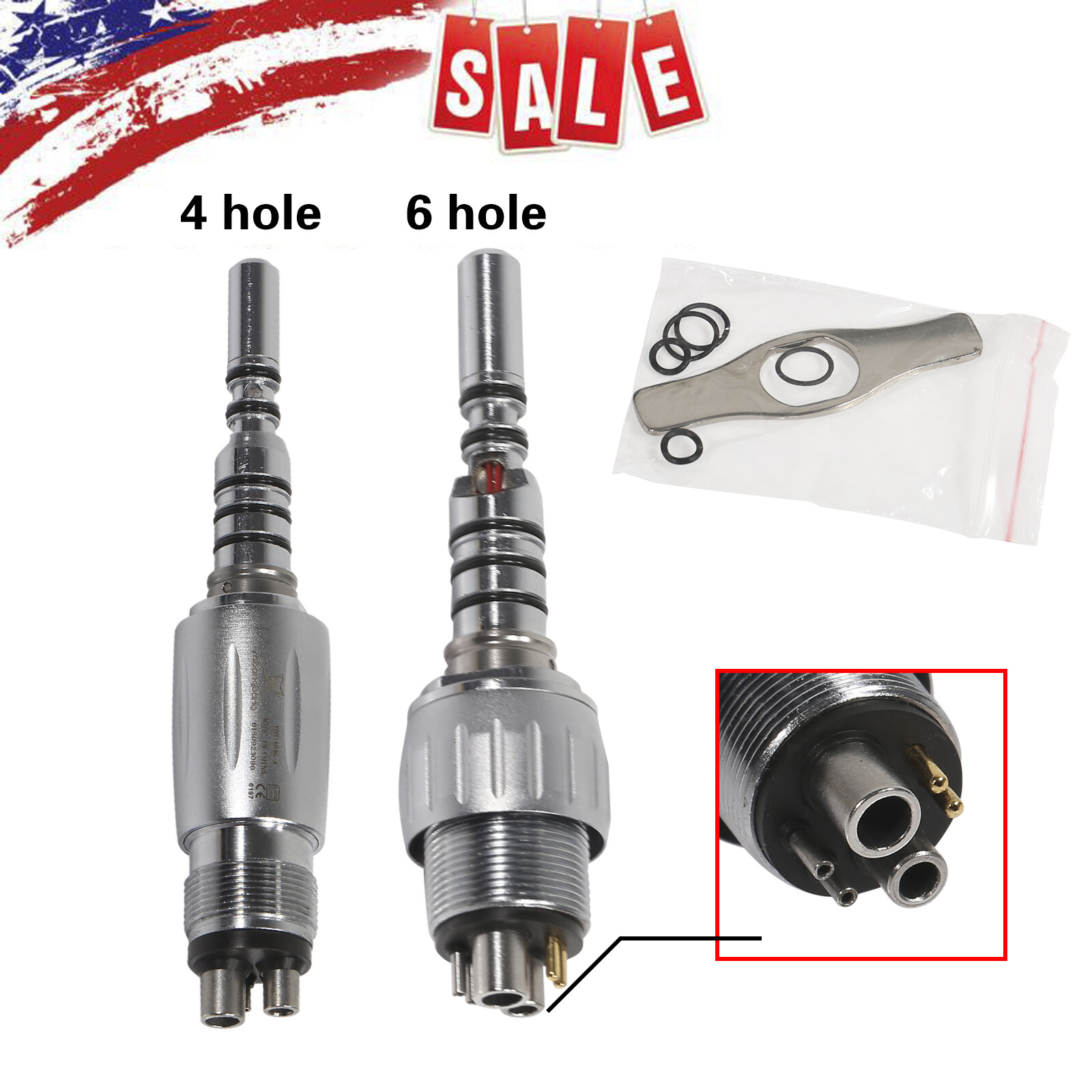 Dental LED Quick Coupler KAV 4 Hole / 6 Hole for KAVO Fiber Optic Handpiece