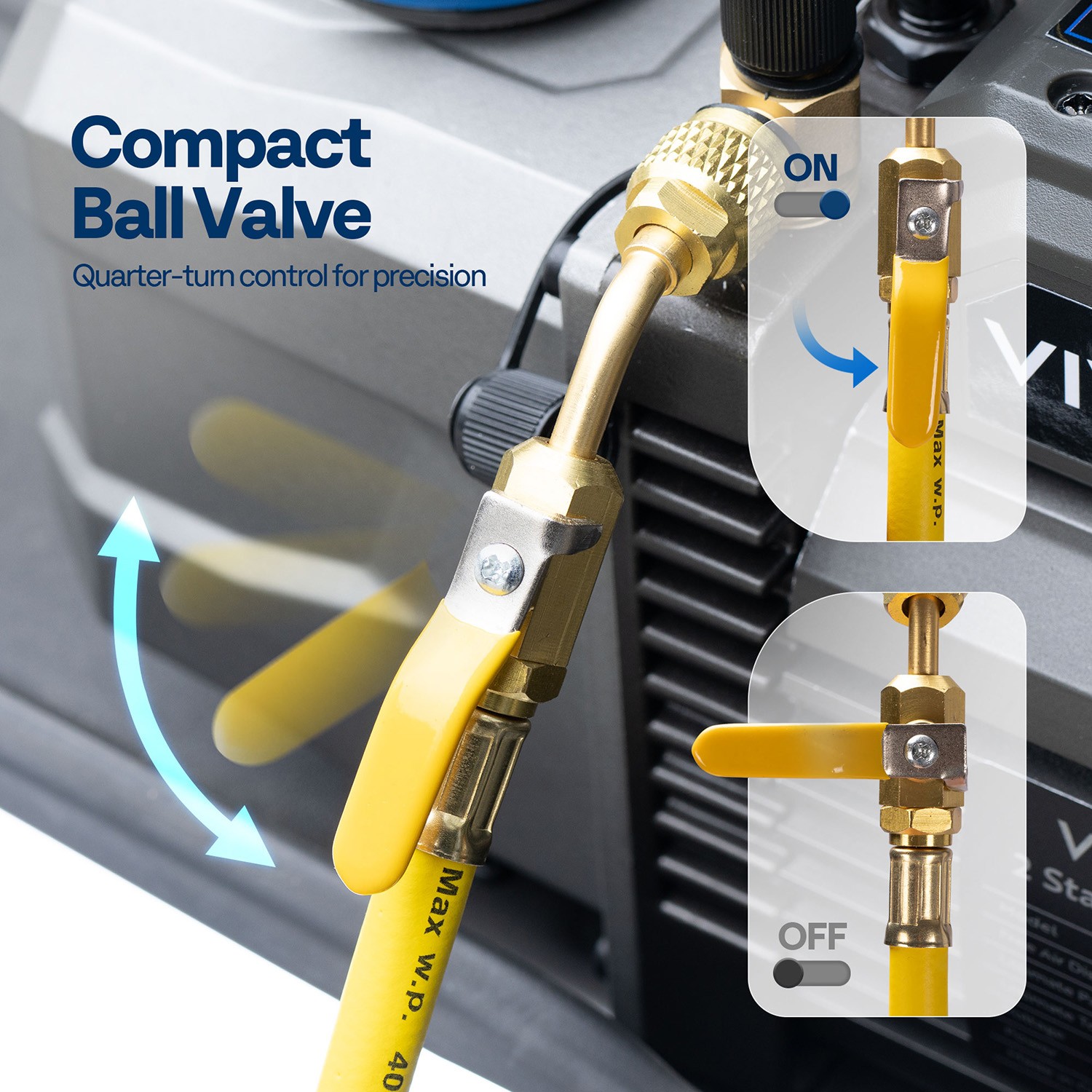 5FT R410A HVAC Charging Recovery Hoses w/ Ball Valve 1/4in Refrigerant Hose Set