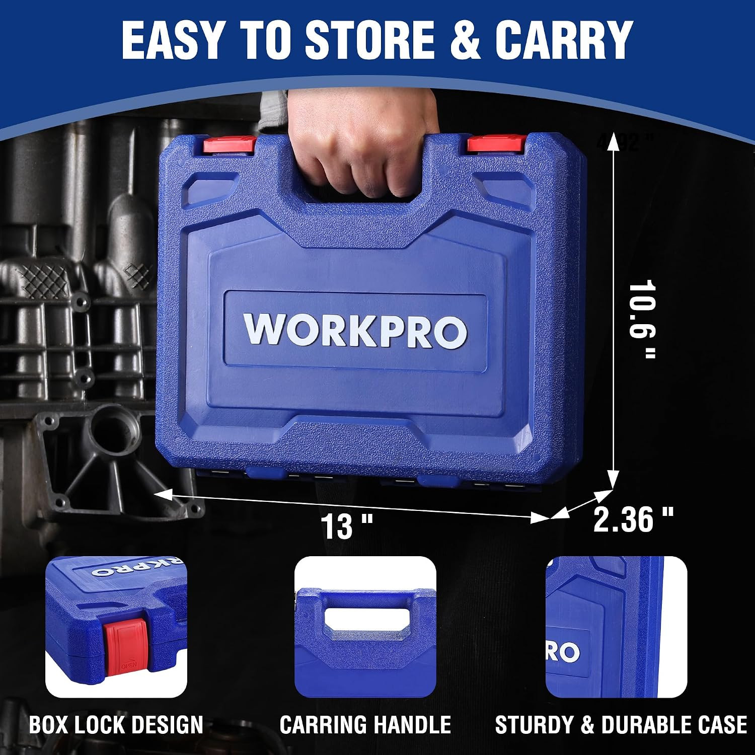 20-Piece 1/2＂ Drive Deep Impact Socket Set, SAE | 6-Point, Cr-V Steel, 3/8″-1-1/