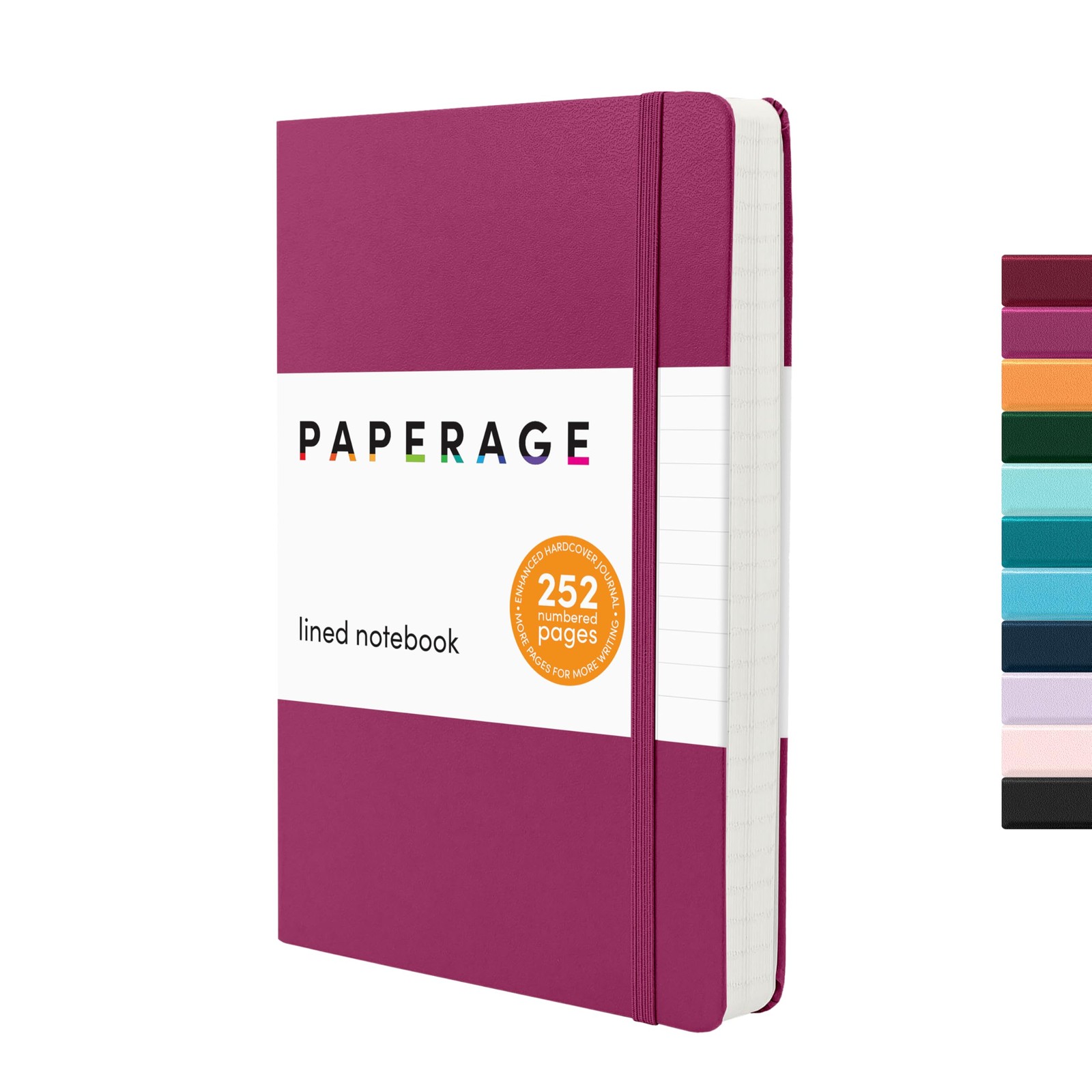 PAPERAGE Lined Journal Notebook (Raspberry) 252 Pages Medium 5.6 in x 8 in 100