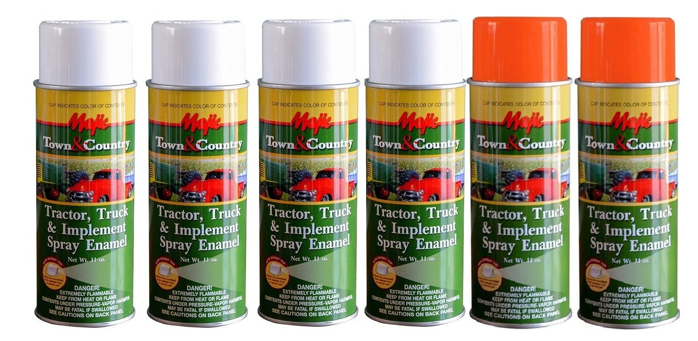 Spray Paint Kit for Bobcat Skidsteer Loader Skidder 2 Orange and 4 White