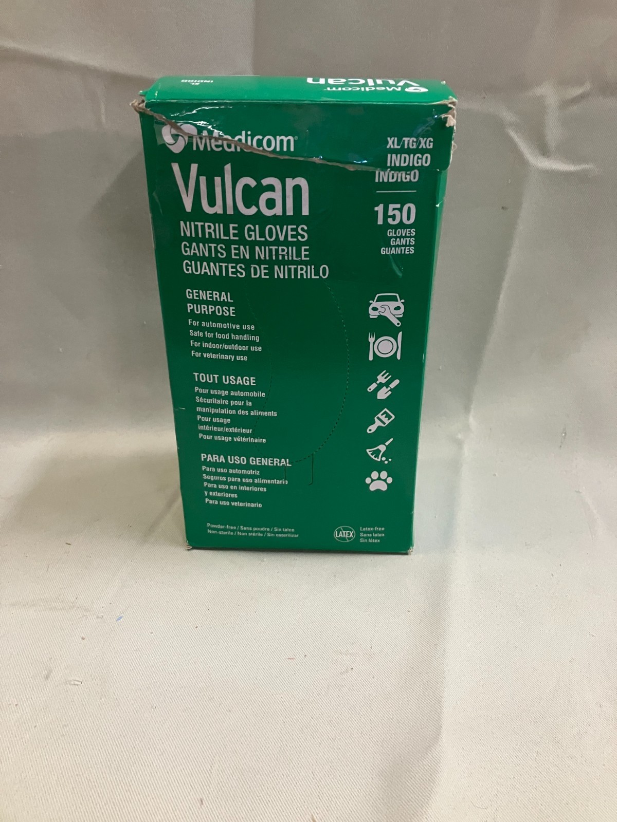 MEDICOM Vulcan Latex-Free Indigo Nitrile Gloves, Size XL – 150 count