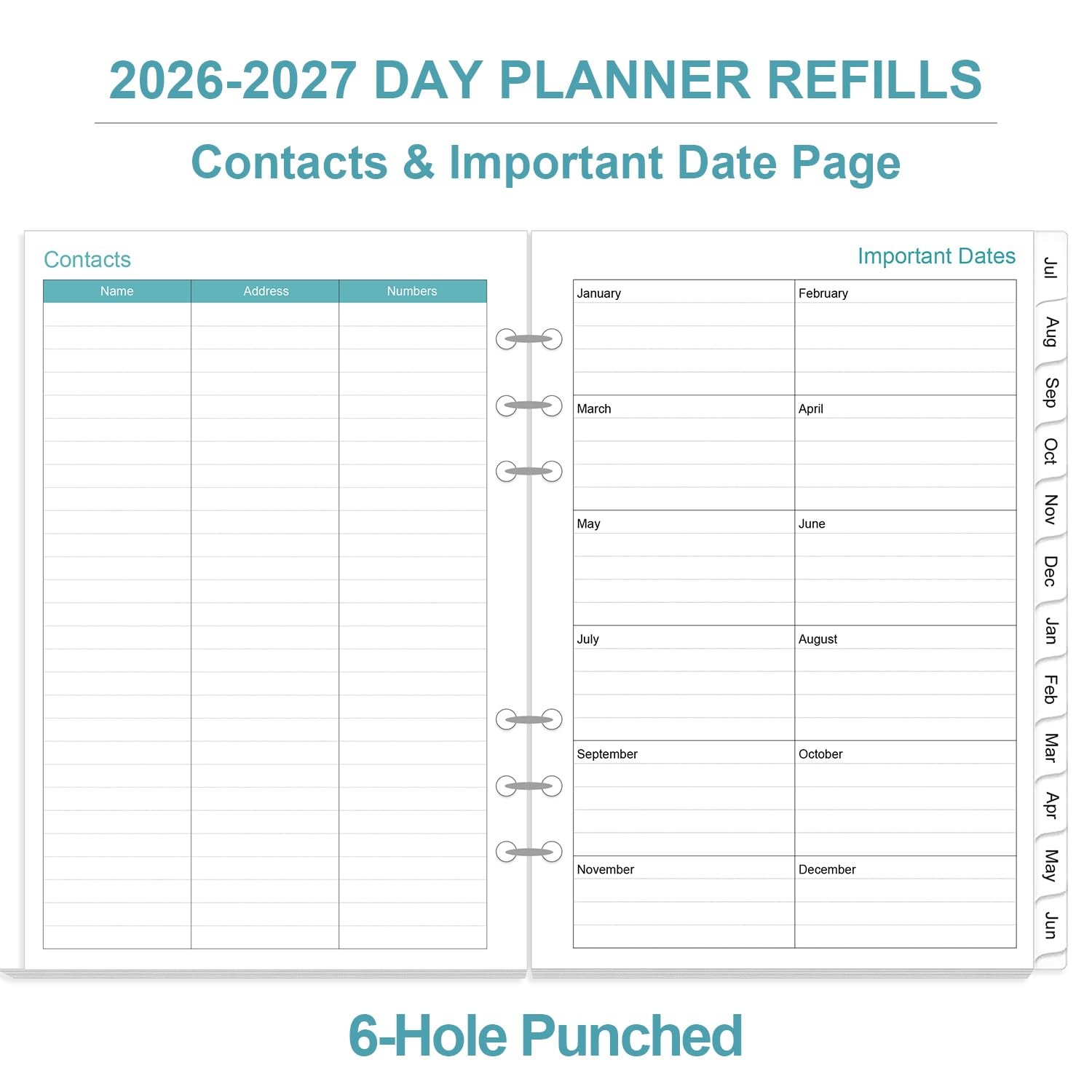 2026-2027 Planner Refills for A5 Binder – One Page Per Day Daily ＆ Monthly Pl…