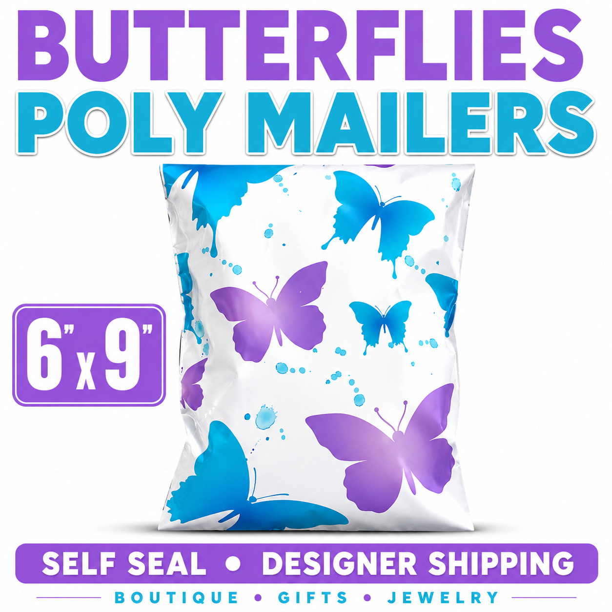 6×9 Butterfly Designer Poly Mailers Self Seal Shipping Bags Boutique